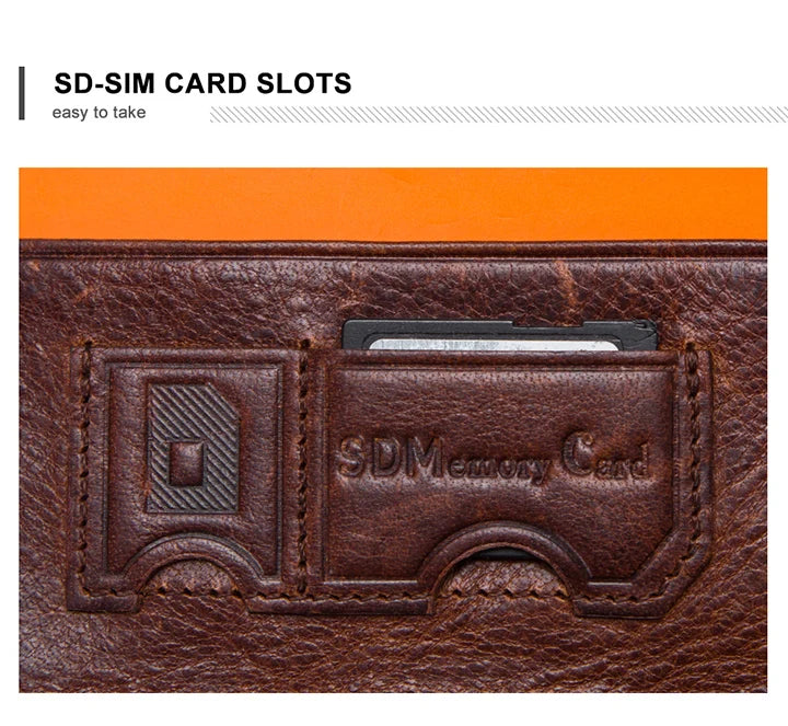 CONTACT'S   Genuine Leather RFID Vintage Wallet Men With Coin Pocket