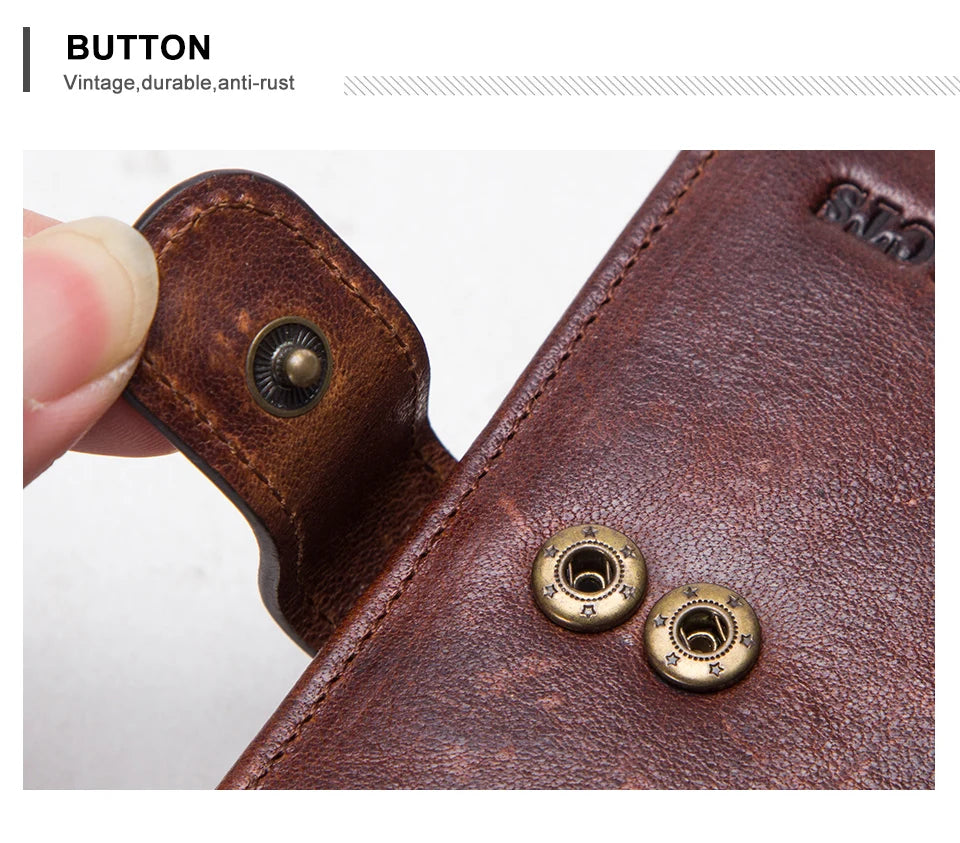 CONTACT'S   Genuine Leather RFID Vintage Wallet Men With Coin Pocket