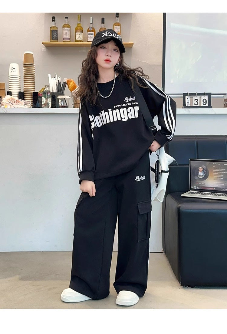 Girls’ Striped Sweatshirt & Pants Set
