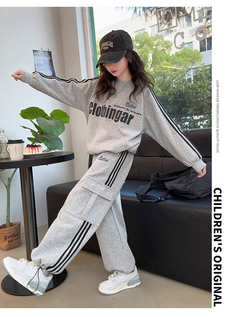 Girls’ Striped Sweatshirt & Pants Set