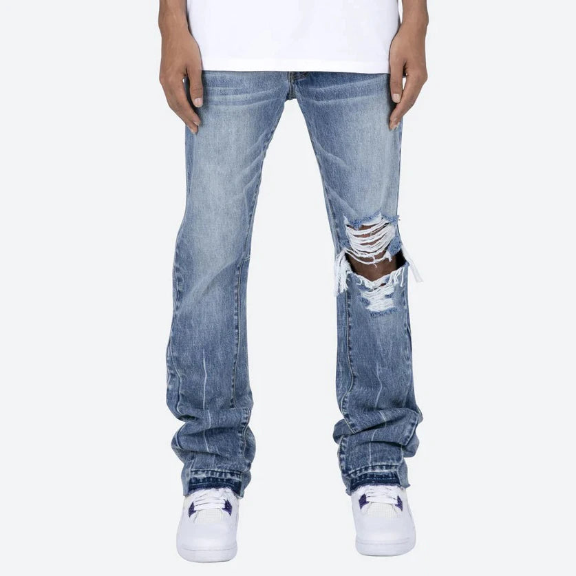 Men’s Contrast Washed Flare Jeans