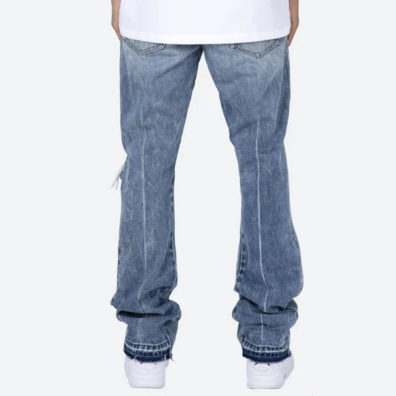 Men’s Contrast Washed Flare Jeans