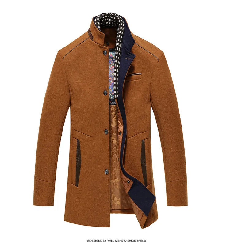 MENS  WINTER WOOL COATS SMART CASUAL THICK WARM WOOLEN