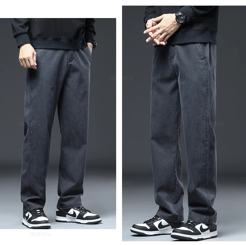 MEN JEANS ELASTICS WAIST LOOSE STRAIGHT