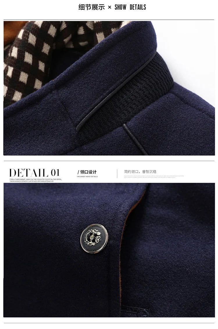 MENS  WINTER WOOL COATS SMART CASUAL THICK WARM WOOLEN