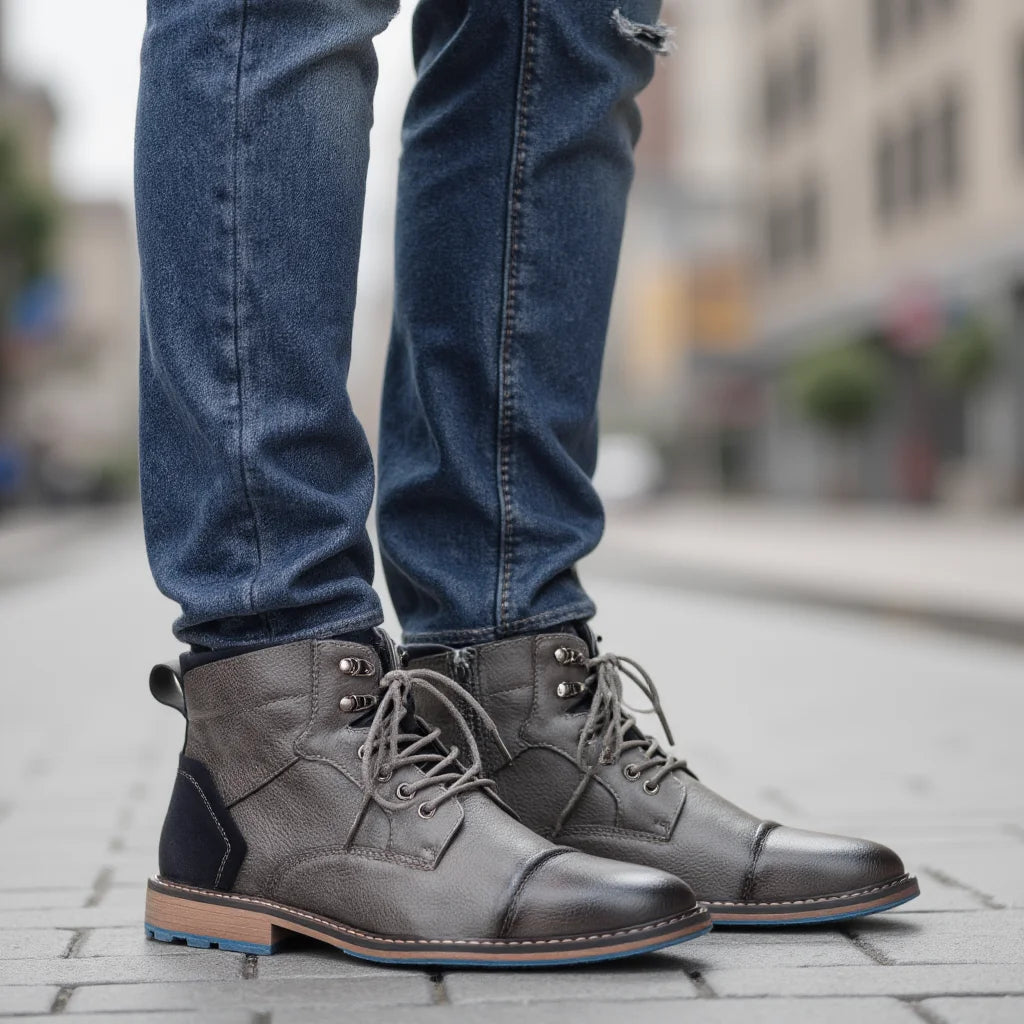 MEN'S ANKLE LEATHER BOOTS