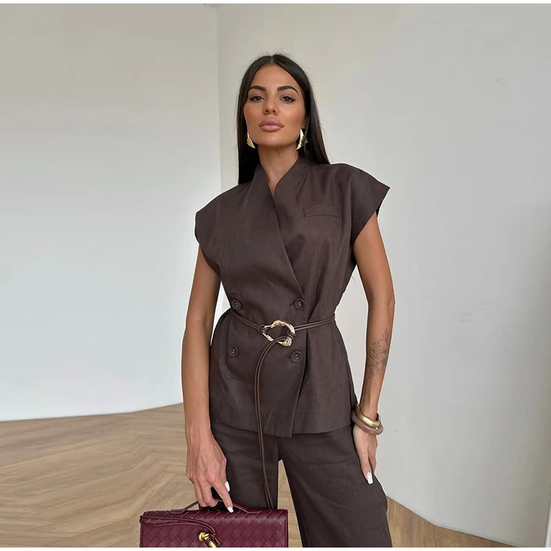 Women’s V-Neck Top & Pants Set