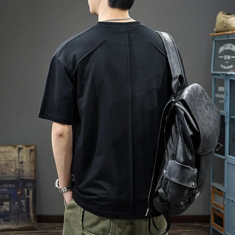 Men’s Irregular Pleated T-Shirt
