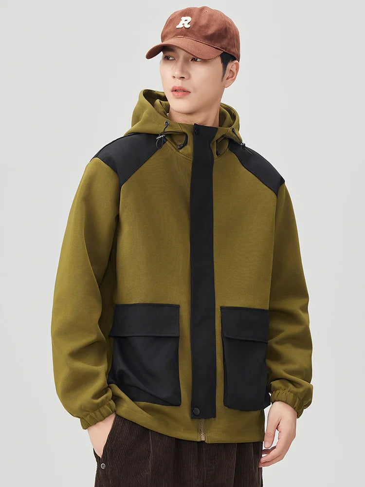 Men’s Patchwork Zip-Up Hoodie