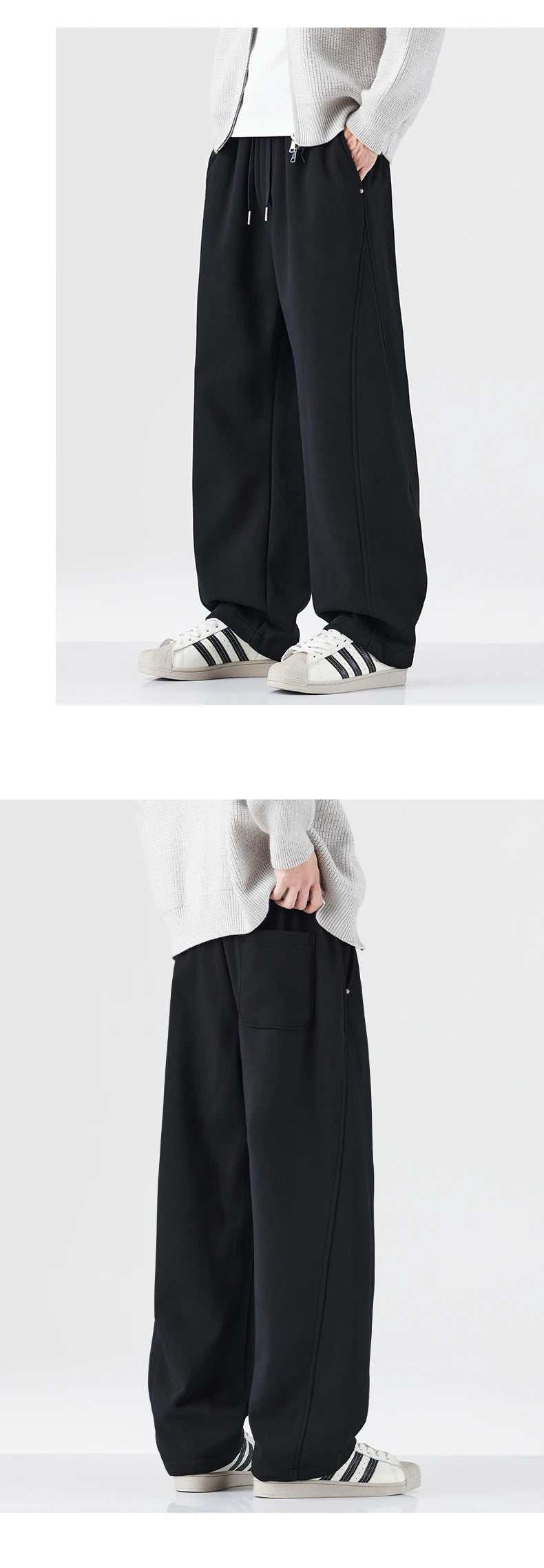 MEN LOOSE SOFT COTTON STAIGHT KNITTED SWEATPANT