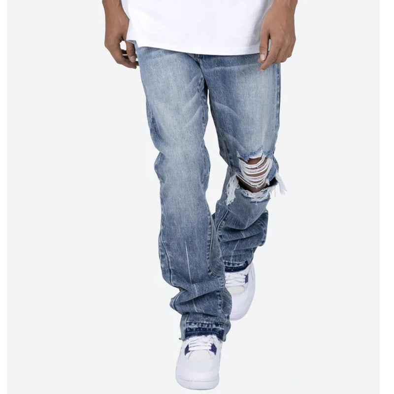 Men’s Contrast Washed Flare Jeans