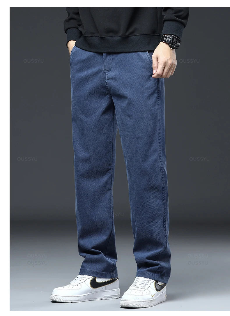 MEN JEANS ELASTICS WAIST LOOSE STRAIGHT