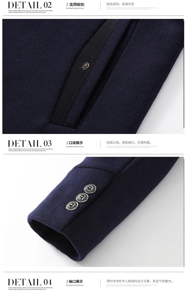 MENS  WINTER WOOL COATS SMART CASUAL THICK WARM WOOLEN