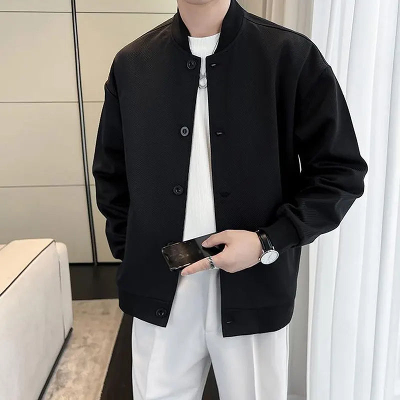 MEN’S SOLID COLOR BASEBALL  JACKET