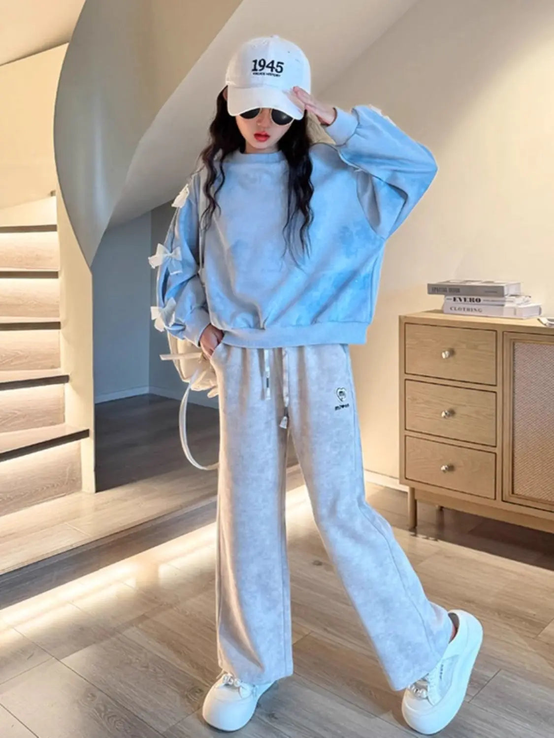 Girls’ Bow Sweatshirt & Skirt Set