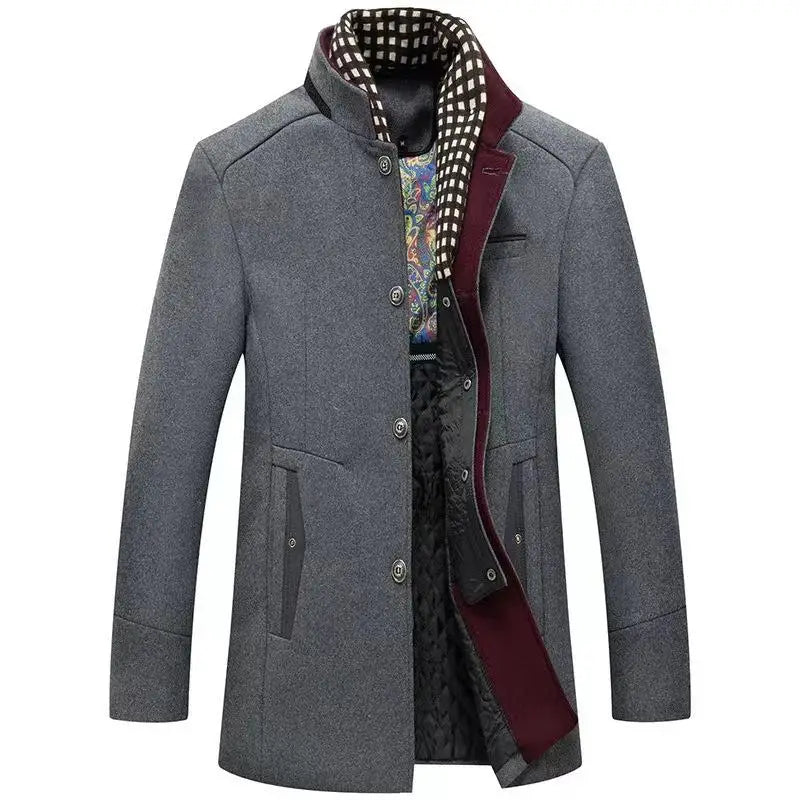 MENS  WINTER WOOL COATS SMART CASUAL THICK WARM WOOLEN