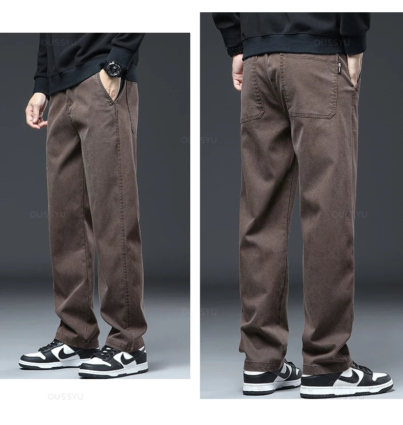 MEN JEANS ELASTICS WAIST LOOSE STRAIGHT
