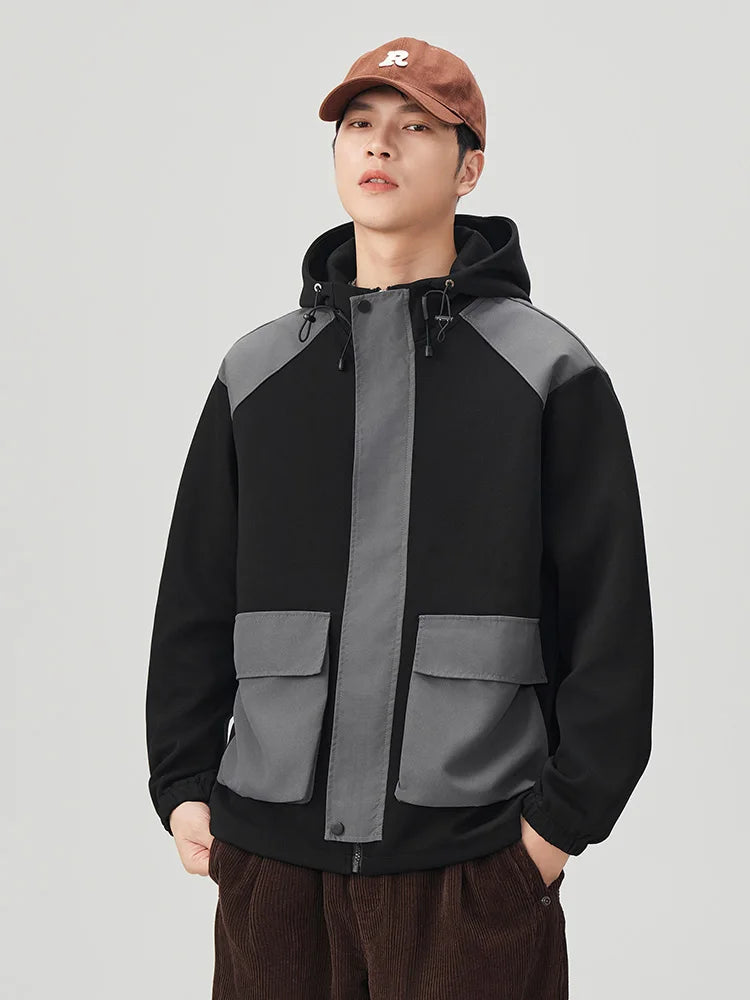 Men’s Patchwork Zip-Up Hoodie