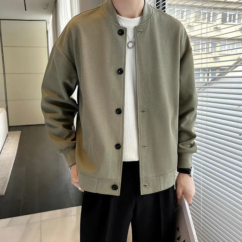MEN’S SOLID COLOR BASEBALL  JACKET