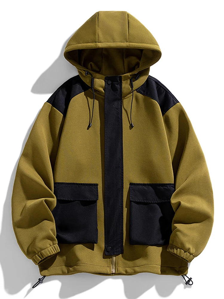 Men’s Patchwork Zip-Up Hoodie