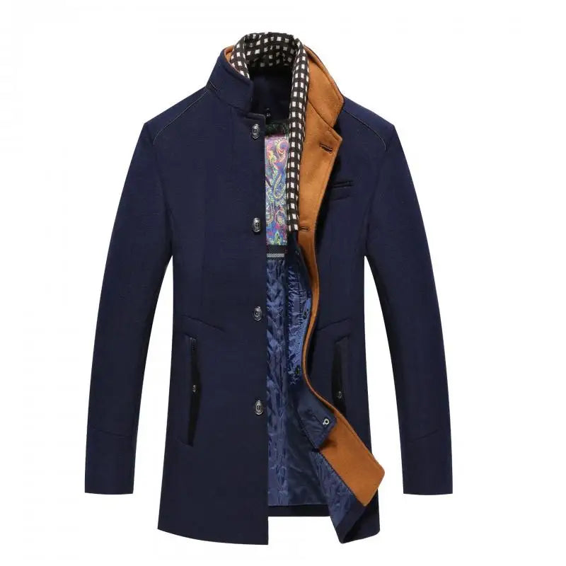 MENS  WINTER WOOL COATS SMART CASUAL THICK WARM WOOLEN