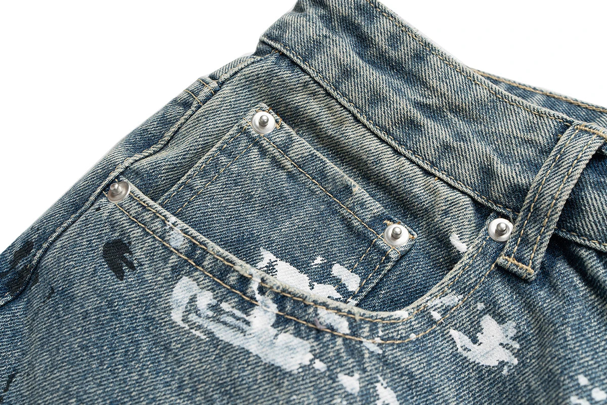 MEN’S GRAFFITI RIPPED DENIM SORTS