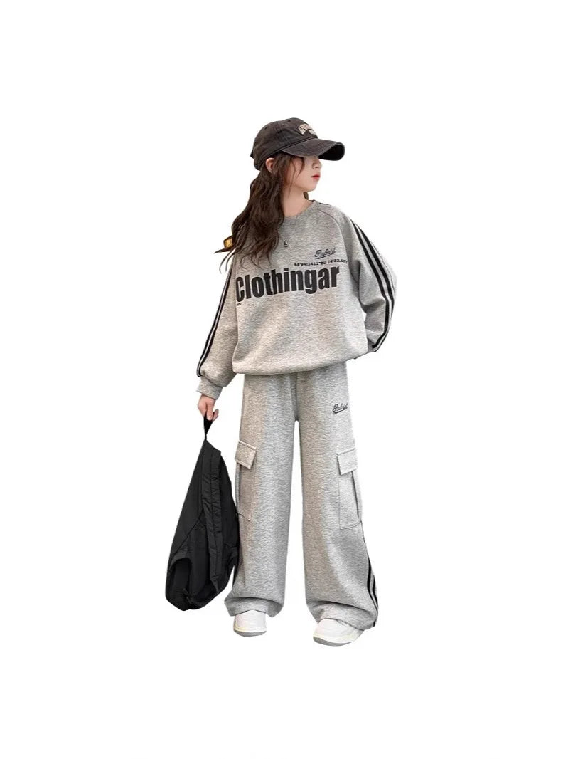 Girls’ Striped Sweatshirt & Pants Set