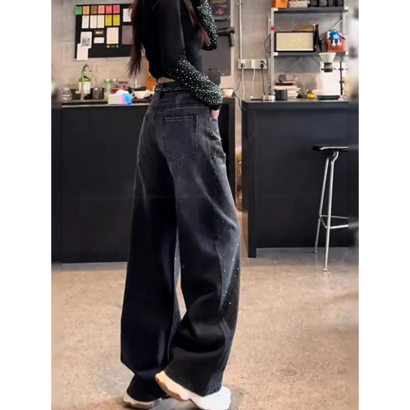 WOMEN’S RHINESTONE WIDE LEG JEANS