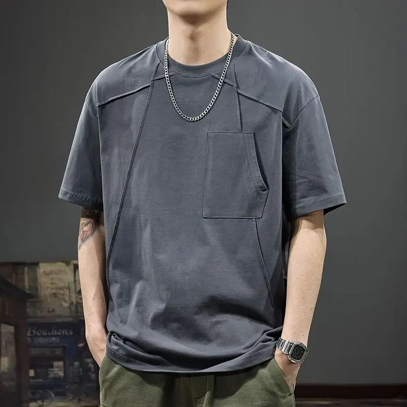 Men’s Irregular Pleated T-Shirt