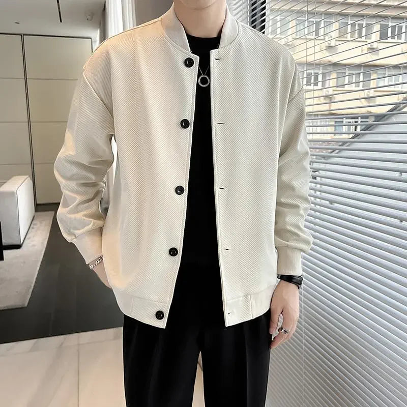 MEN’S SOLID COLOR BASEBALL  JACKET