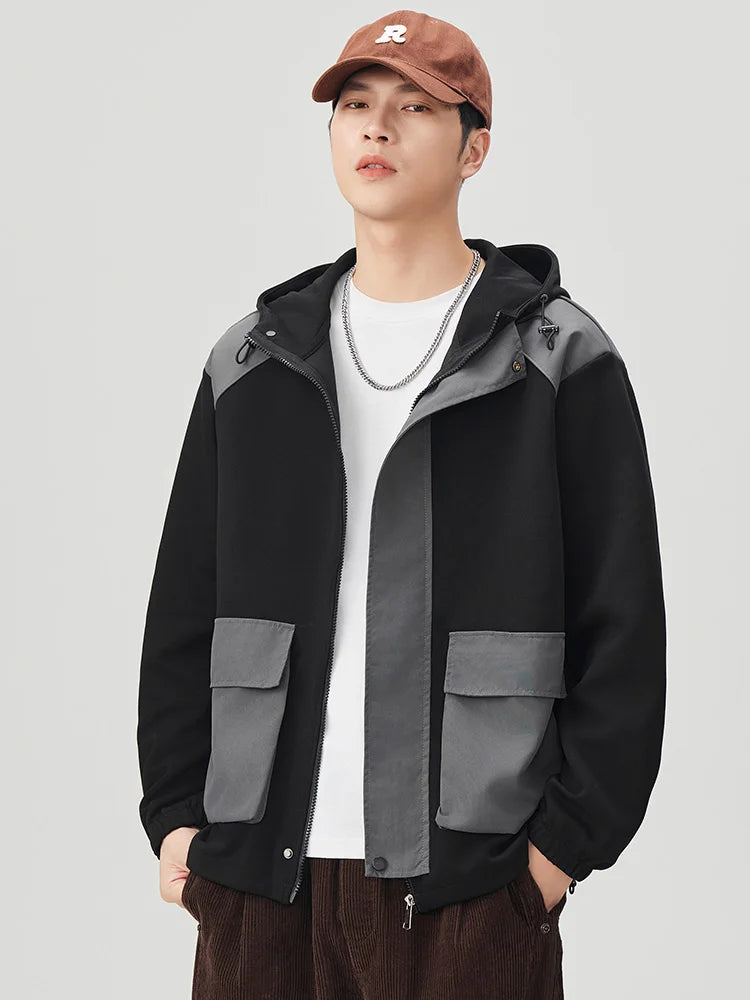 Men’s Patchwork Zip-Up Hoodie