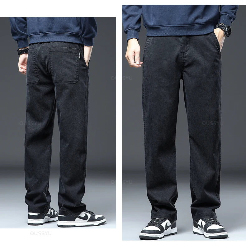 MEN JEANS ELASTICS WAIST LOOSE STRAIGHT