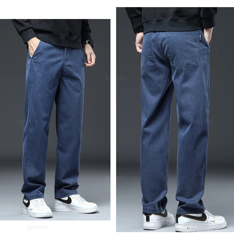MEN JEANS ELASTICS WAIST LOOSE STRAIGHT