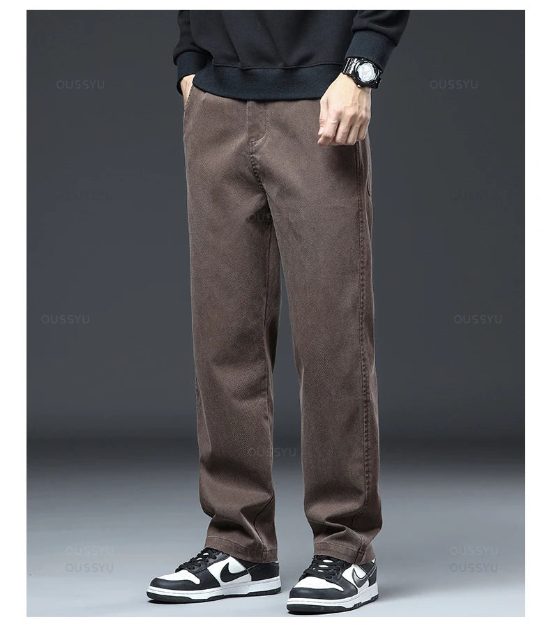 MEN JEANS ELASTICS WAIST LOOSE STRAIGHT