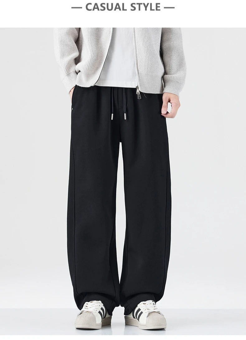 MEN LOOSE SOFT COTTON STAIGHT KNITTED SWEATPANT