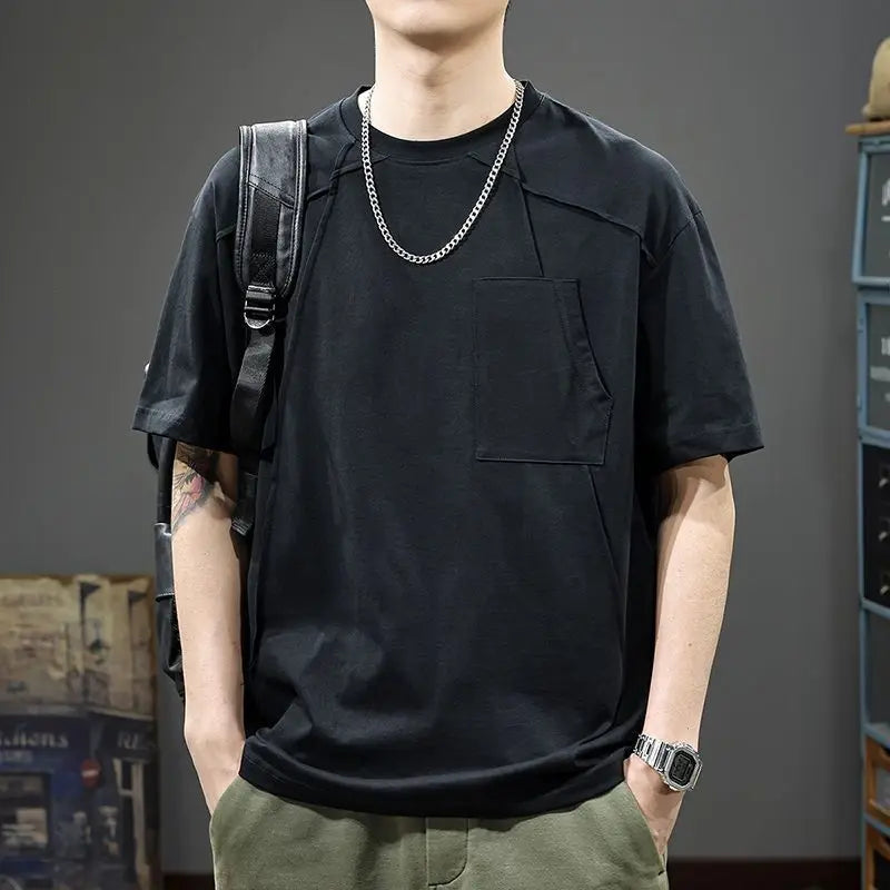Men’s Irregular Pleated T-Shirt