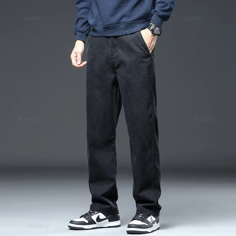 MEN JEANS ELASTICS WAIST LOOSE STRAIGHT