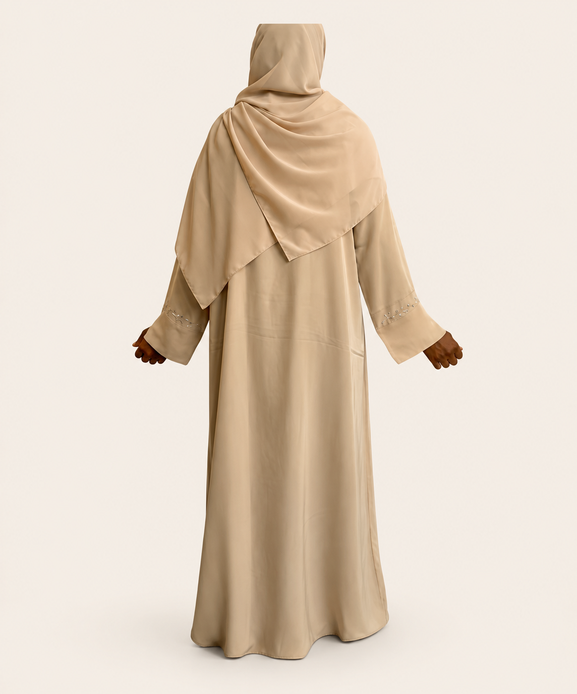 Elegant Open Button Abaya with Matching Hijab