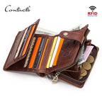 CONTACT'S   Genuine Leather RFID Vintage Wallet Men With Coin Pocket
