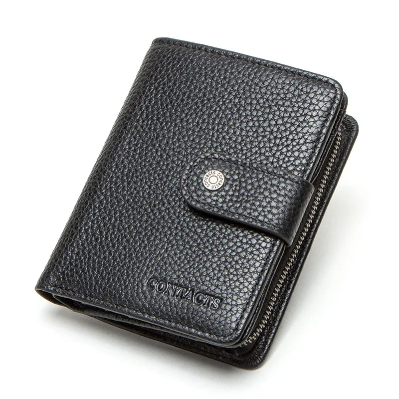 CONTACT'S   Genuine Leather RFID Vintage Wallet Men With Coin Pocket