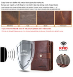 CONTACT'S   Genuine Leather RFID Vintage Wallet Men With Coin Pocket