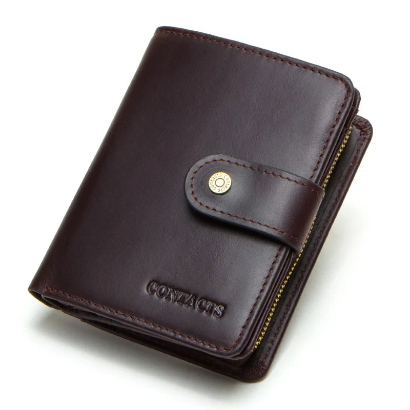 CONTACT'S   Genuine Leather RFID Vintage Wallet Men With Coin Pocket