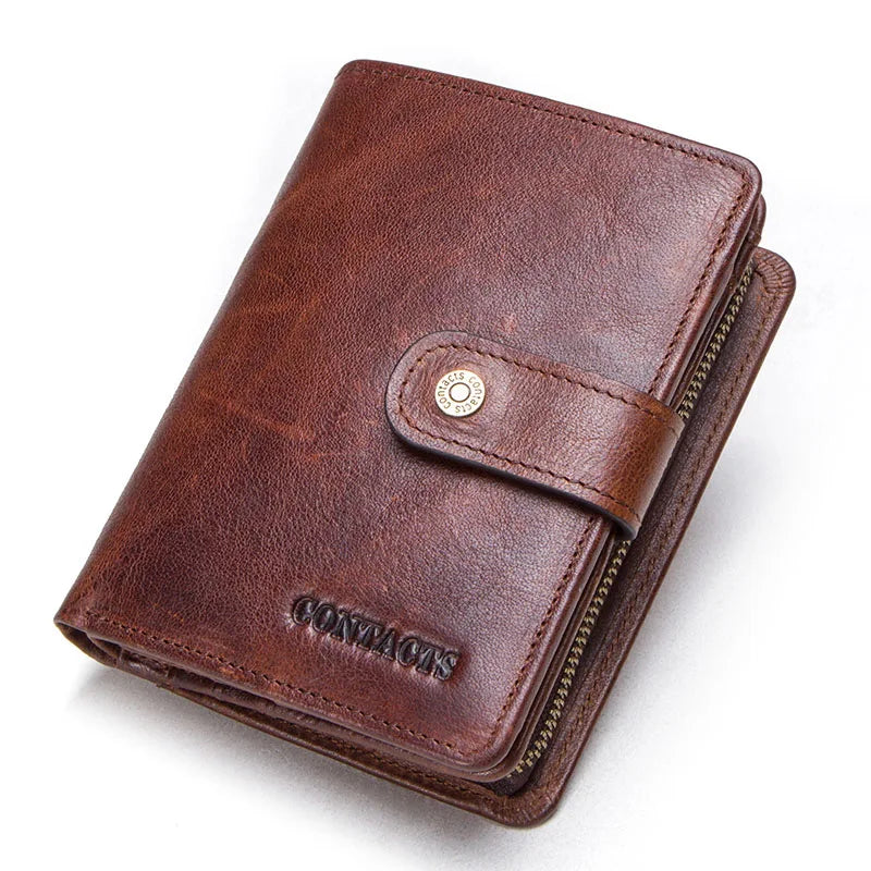 CONTACT'S   Genuine Leather RFID Vintage Wallet Men With Coin Pocket