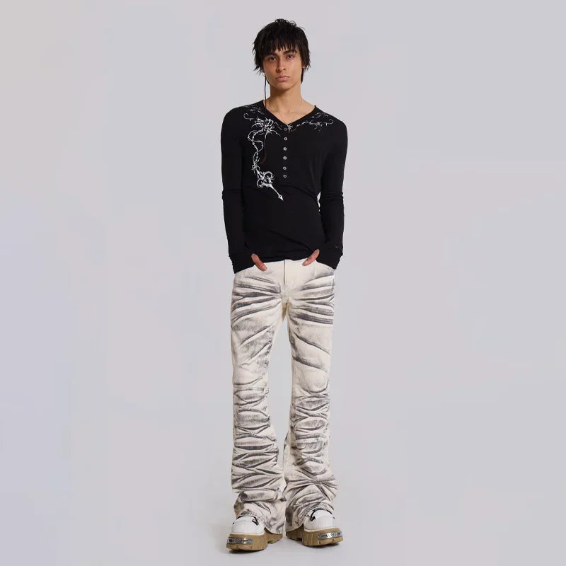Unisex Retro Trumpet Denim Pants