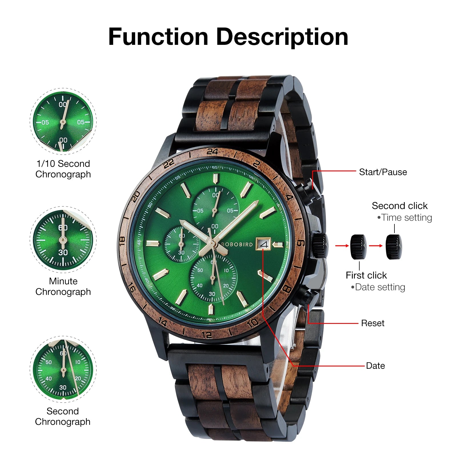 BOBO BIRD MEN'S WOOD QUARTZ WATCH