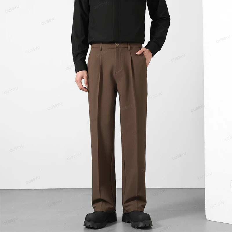 Pants Men Business Elastic Waist Korean Style