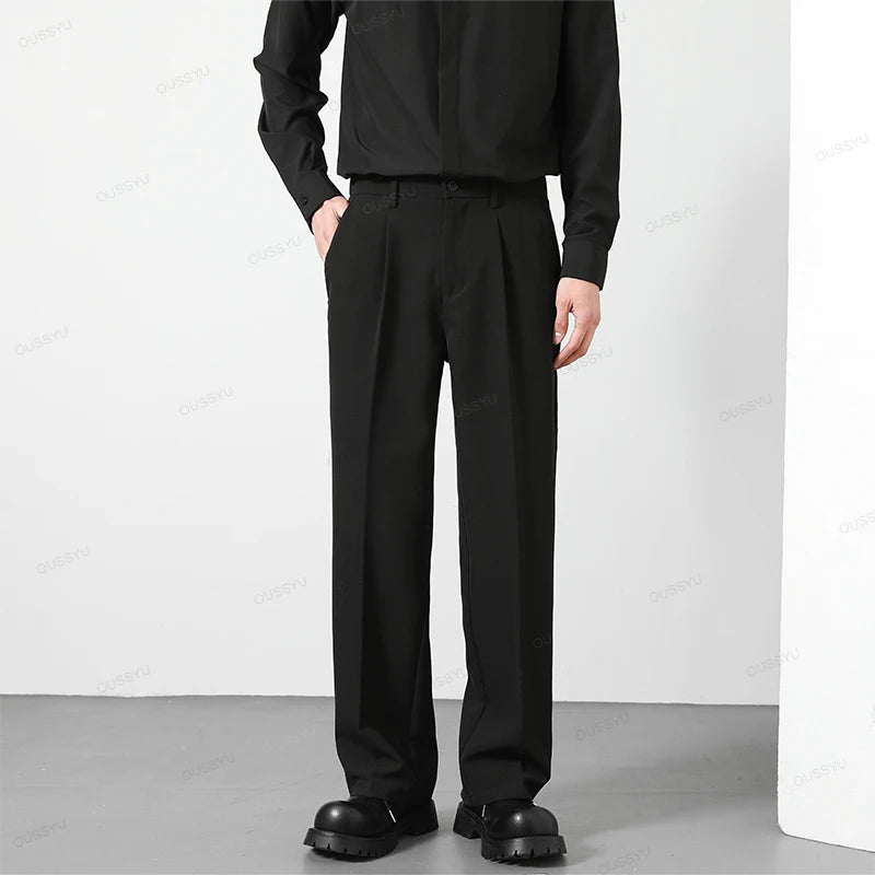 Pants Men Business Elastic Waist Korean Style