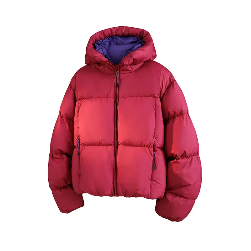 2025 Contrast Color Hooded Winter Down Coat  Men’s Warm Outerwear