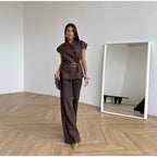 Women’s V-Neck Top & Pants Set