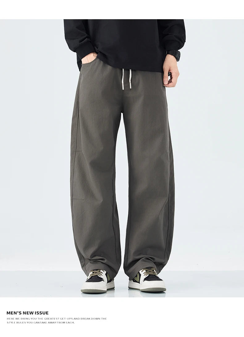 Pants for Men Clothing Zipper Solid Color Big Pockets Trousers LX5049